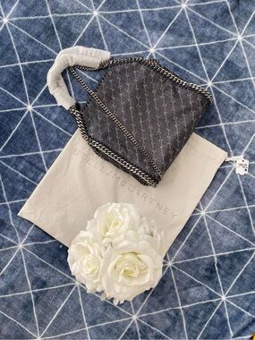Stella McCartney monogram Falabella in denim and silver hardware